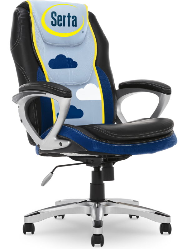 Serta Amplify Executive Office Chair with Faux Leather and Mesh, Blue