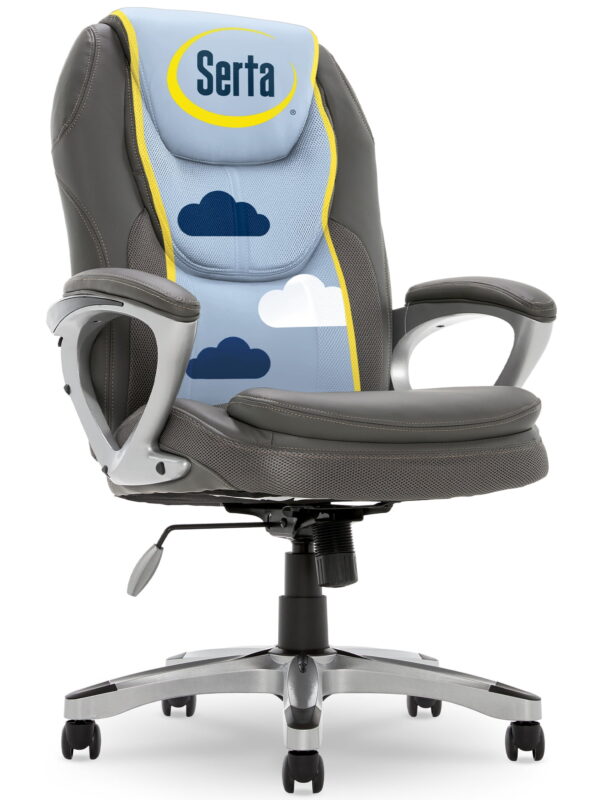 Serta Amplify Executive Office Chair with Faux Leather and Mesh, Light Gray