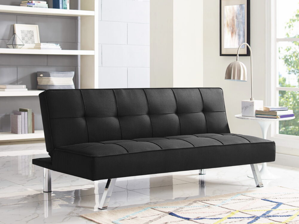 Serta Chelsea Modern Full Futon, Black Fabric