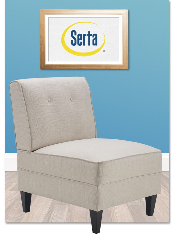 Serta Copenhagen Slipper Chair, Polyester Woven Fabric, Tufted Backrest, Sinuous Spring Cushion Seat Cream