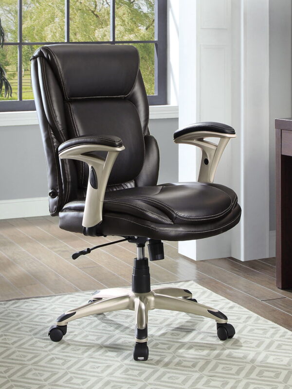 Serta Executive Manager Chair with Adjustable Lumbar Support and Comfort Coils, Black