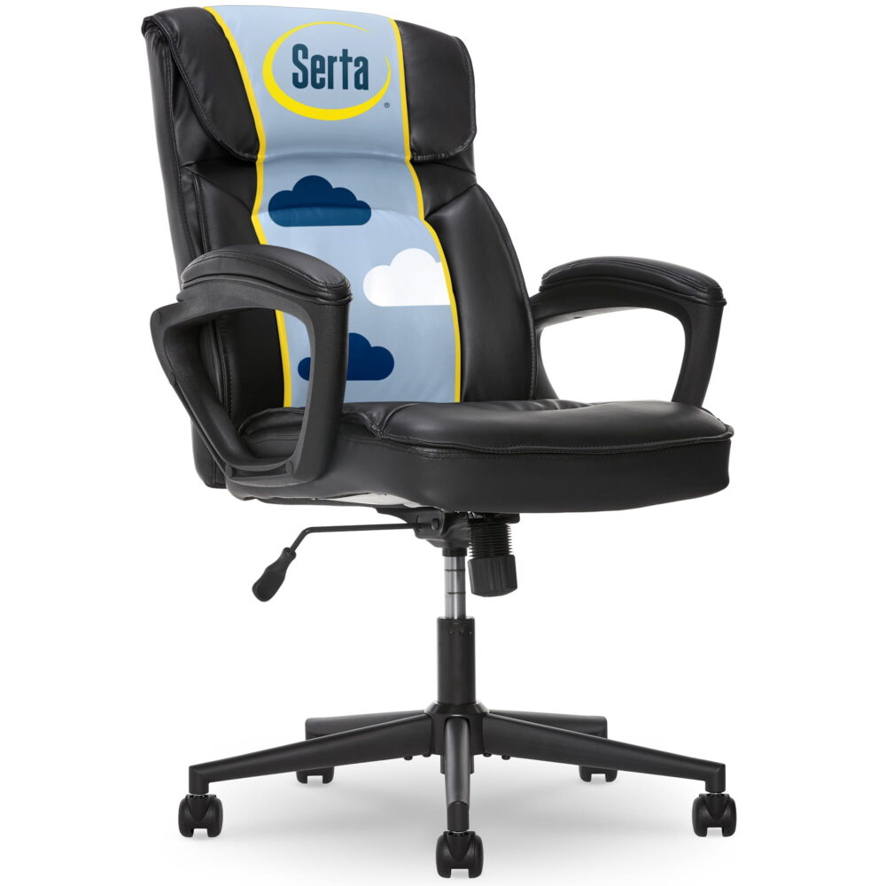 Serta Hannah Bonded Leather High Back Executive Chair with Arms - Black