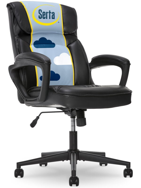 Serta Hannah Bonded Leather High Back Executive Chair with Arms - Black