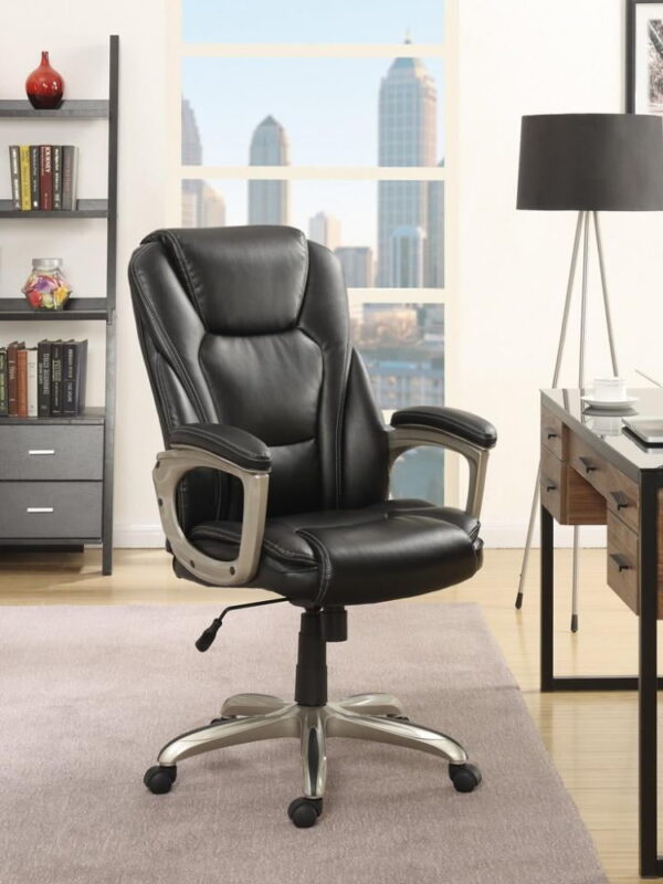 Serta Heavy-Duty Bonded Leather Commercial Office Chair with Memory Foam, 350 lb capacity, Black