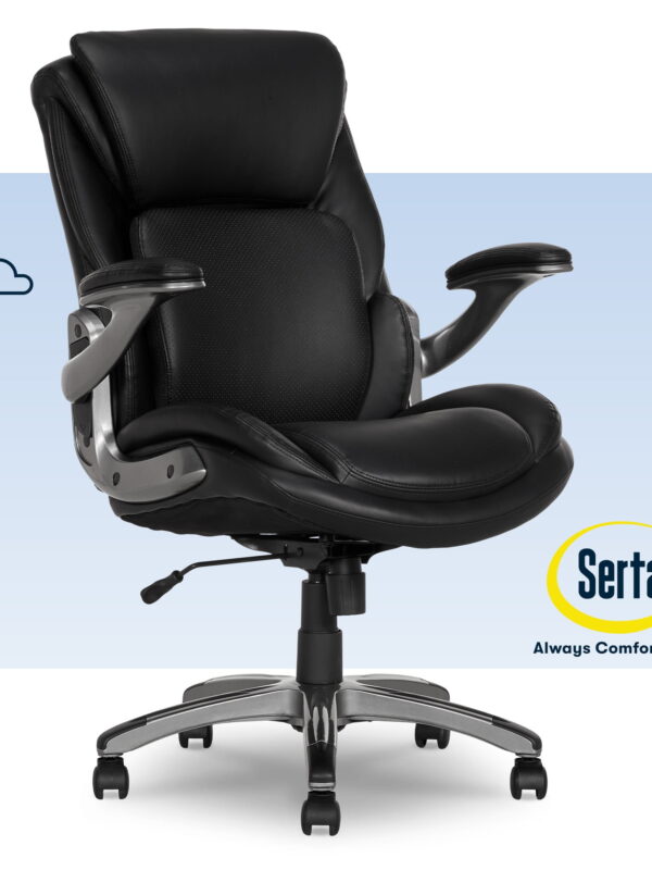Serta Lumbar Support and Swivel Manager Desk Chair, Black