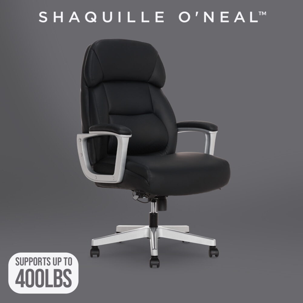 Shaquille O'Neal Rion Ergonomic Big and Tall Office Chair, PureSoft Upholstery ,High-Back Desk Chair with 400 lb Capacity, Black