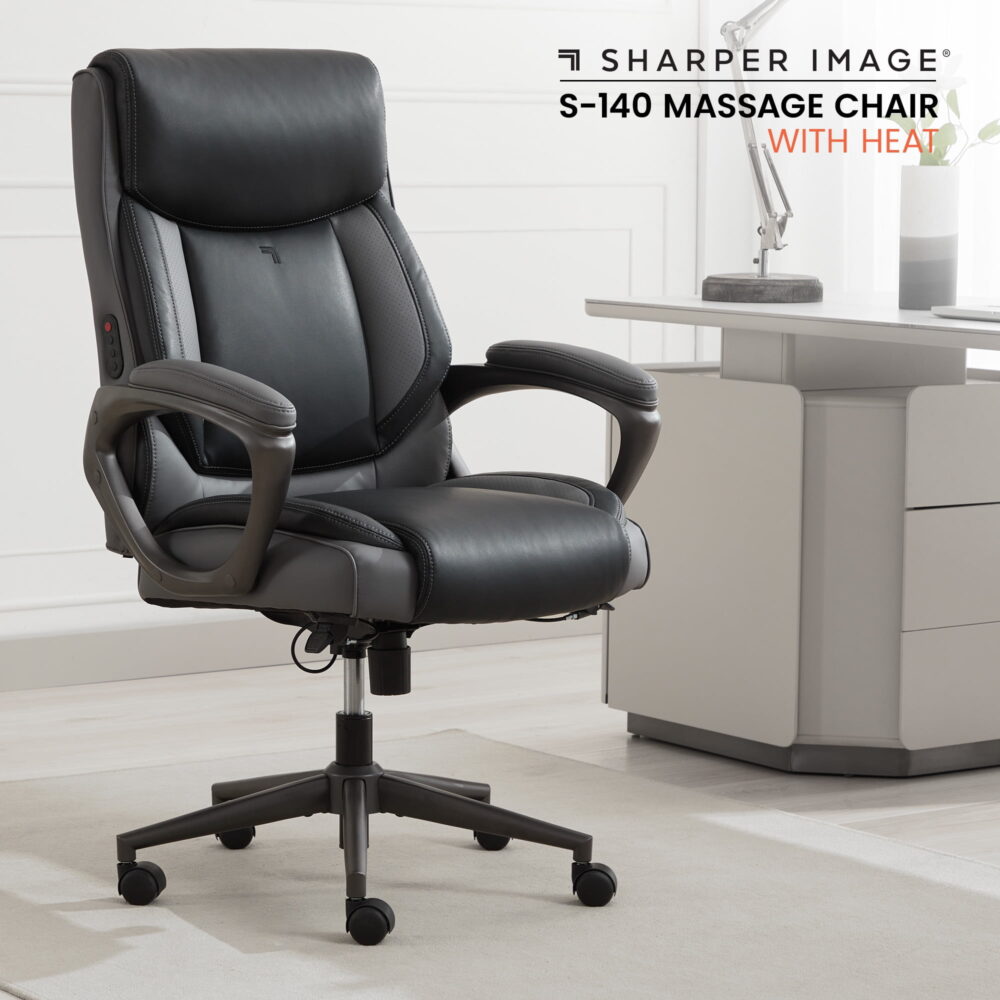 Sharper Image S-140 Massage and Heat Office Chair, Black/Gray