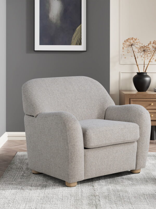 Studio Living Genifer Modern Arm Chair, Pebble Gray Boucle Fabric