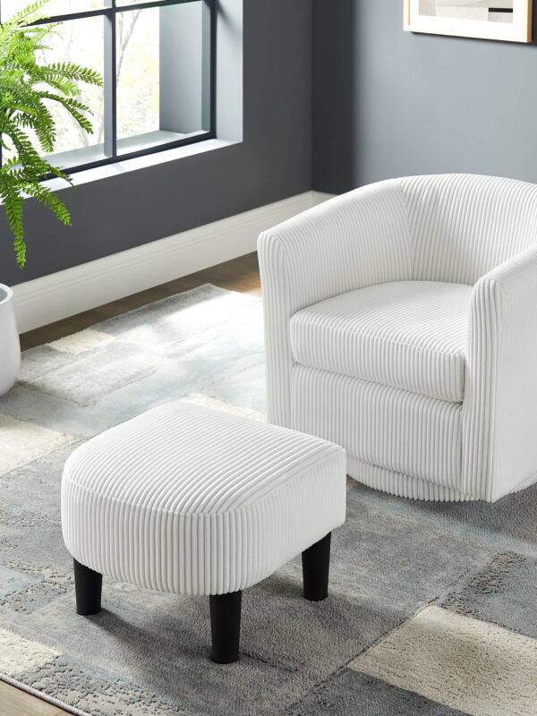 Swivel Accent Barrel Chair With Ottoman, Modern Comfy Accent Chair Bedroom Lounge Arm Chair For Living Room, White