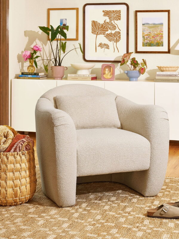 Beautiful Barrymore Teddy Accent Chair by Drew Barrymore, Cream Tweed