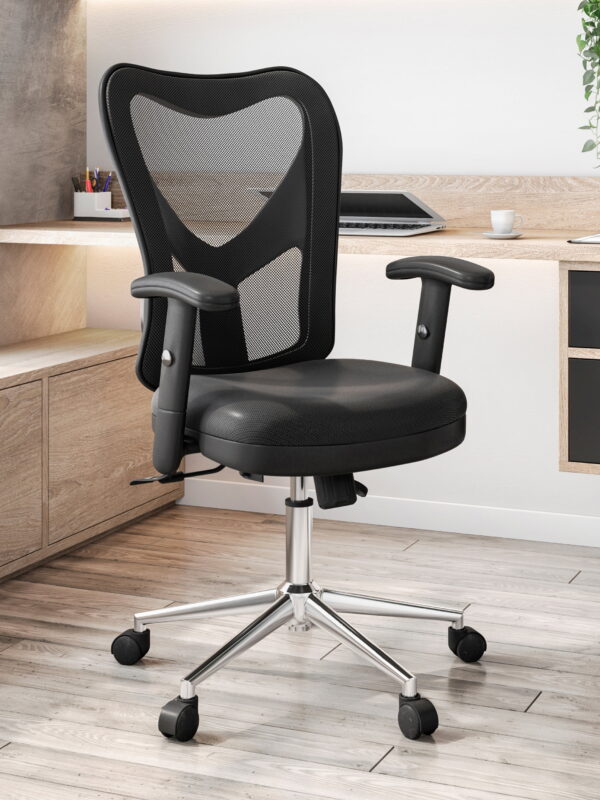 Techni Mobili High Back Mesh Office Chair with Chrome Base, Black RTA-0098M-BK