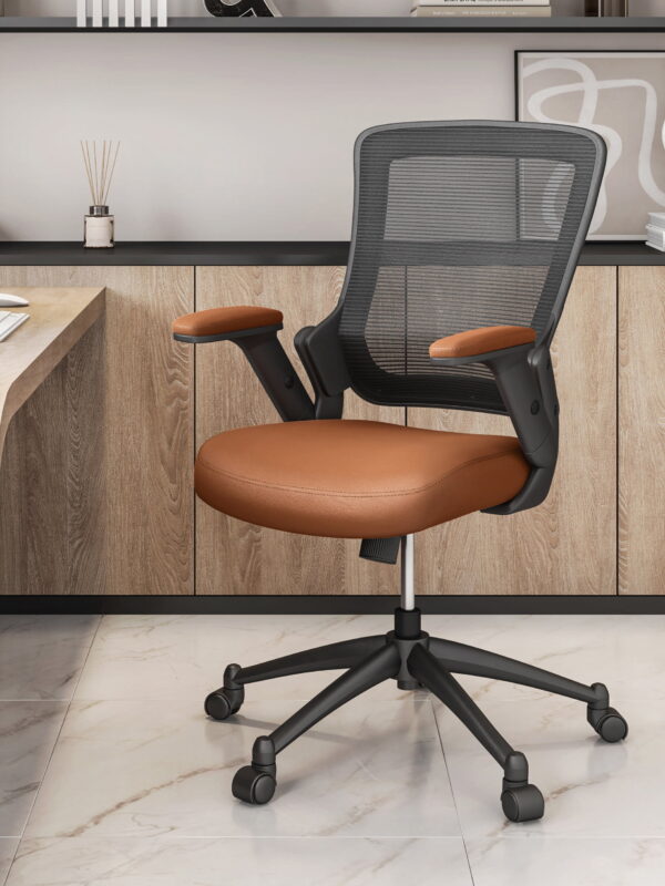 Techni Mobili Mid-Back Mesh Task Office Chair, Brown