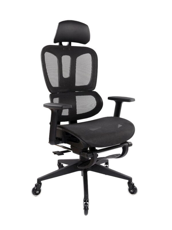 Techni Mobili Ultimate Reclining Ergonomic Mesh Office Chair with Lumbar Support and Footrest RTA-380C-BK