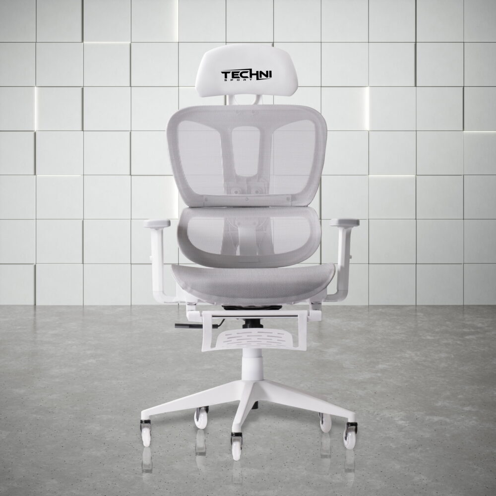Techni Sport TS38C AIRFLEX2.0 Mesh Gaming Chair with Footrest, White RTA-TS38C-GRY