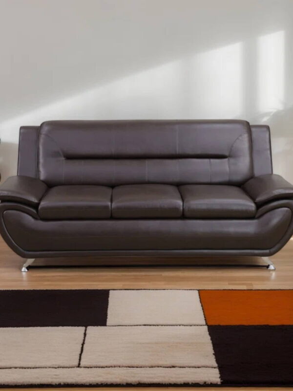 Trumanpick Leather 3 Seater Sofa Chair, Modern Comfy Sofa Couch for Living Room Furniture Set, Brown