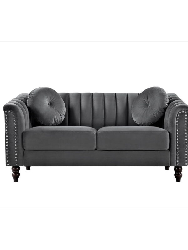 US PRIDE FURNITURE Hills Tufted Back Nailhead 61.4'' Loveseat-Grey