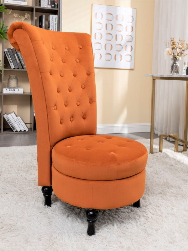 US Pride Furniture   20" Wide Velvet High Back Vanity Chair for Living Room, Red Orange
