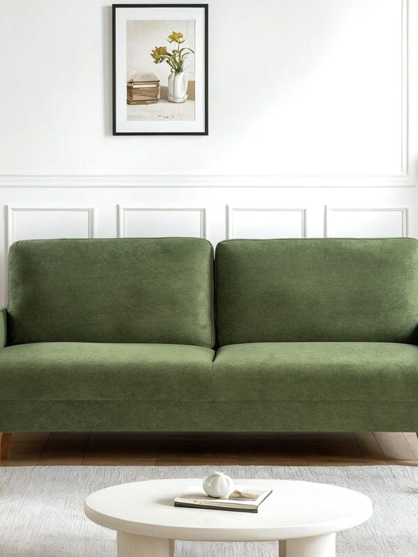 US Pride Furniture 67 in. Wide Square Arm Velvet Modern Rectangle Sofa in Green