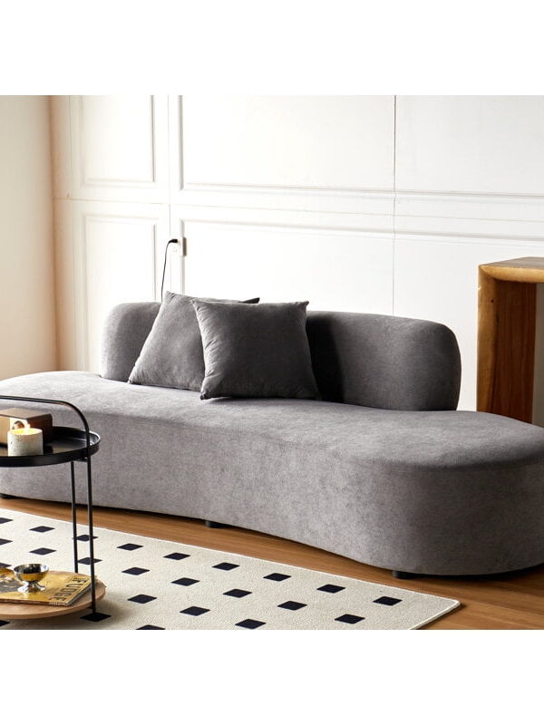 US Pride Furniture 90.2 inch Elegant Half Moon Design Curved Luxury 4-Seat Sofa with High-Density Foam Filled gray