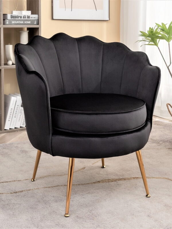 US Pride Furniture Cavett 28.3" Wide Velvet Barrel Chair with Gold Metal Legs Orange
