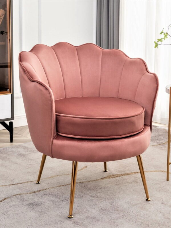 US Pride Furniture Cavett 28.3" Wide Velvet Barrel Chair with Gold Metal Legs Rose