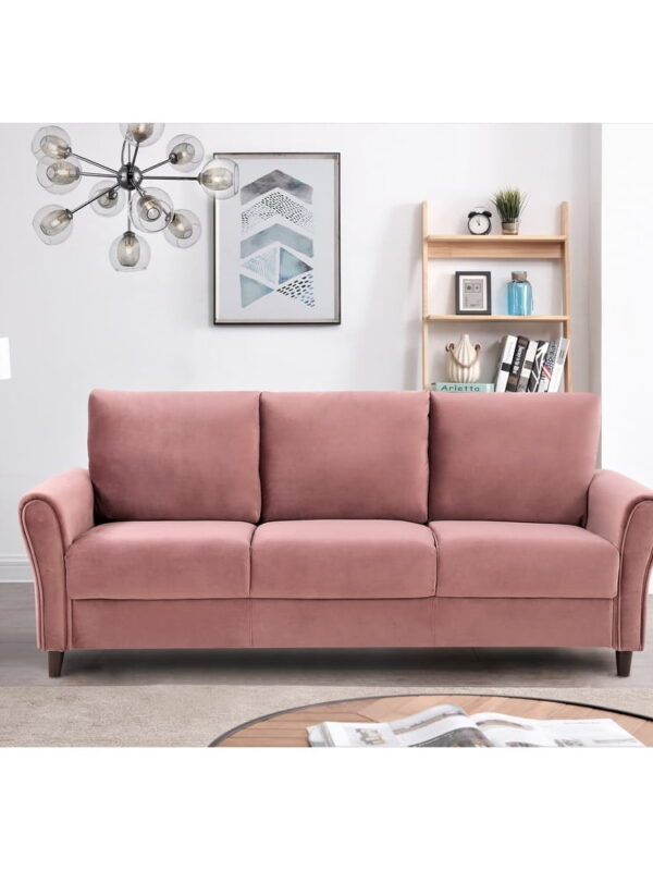 US Pride Furniture Corel 80.31" Flared Arm Rose Velvet Sofa