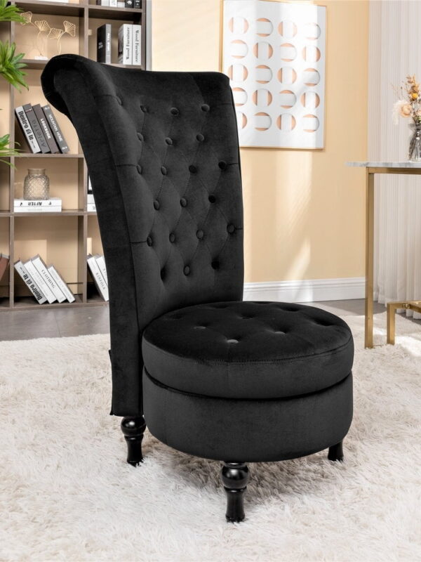 US Pride Furniture Gosser 20" Wide Velvet High Back Vanity Chair for Living Room, Black