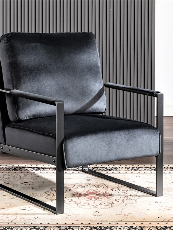 US Pride Furniture Hosam 25.4" Velvet Upholstery Metal Arms Chair Black
