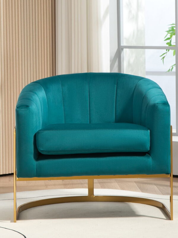 US Pride Furniture Modern Accent Armchair Luxury Gold Frame and Multi-colored Velvet Material Infuse Elegant Flair Greenish Blue