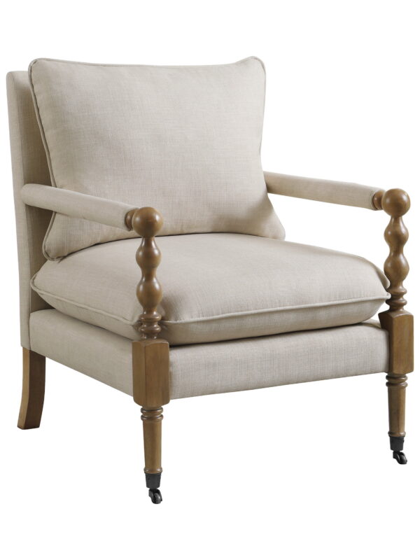 Upholstered Accent Chair with Casters Beige