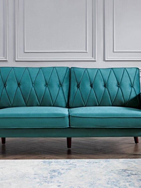 US Pride Furniture Feemster 69.3'' Velvet Square Arm Sofa, Blue/Green