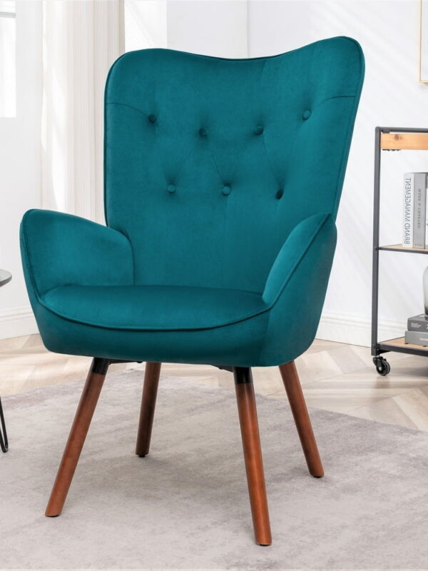 US Pride Furniture Kreedence 26.38" W Microfiber Wing Back Armchair, Greynish Blue