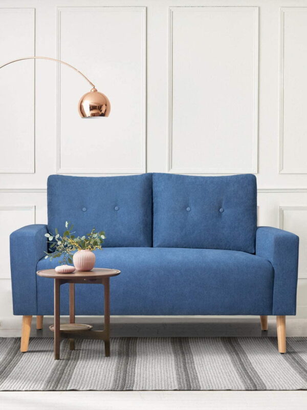 Vineego Small Modern Loveseat Couch Sofa, Fabric Upholstered 2-Seat Sofa, Love Seat Furniture,Blue