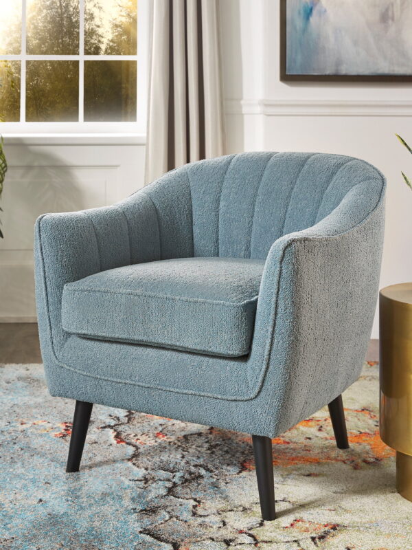 Weston Home Rhyl Mid-Century Modern Channel-Tufted Accent Chair, Blue