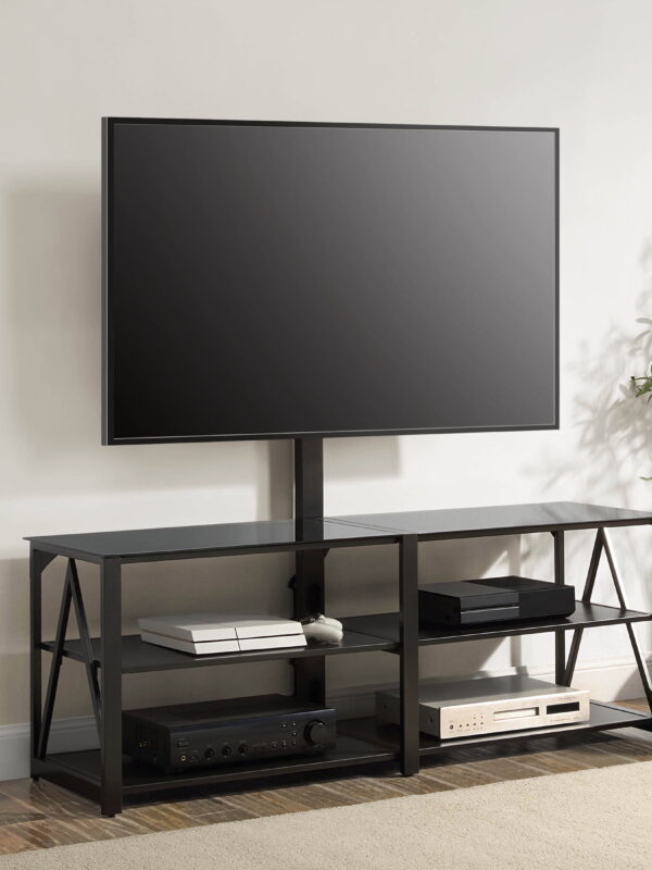 Whalen Spectrum 3-in-1 TV Stand for TVs up to 82”, Black Finish
