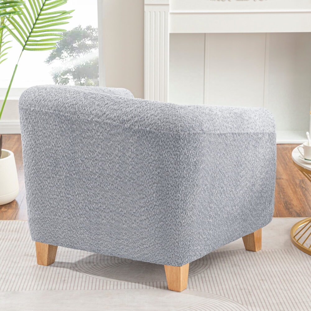 Accent Chair,Fabric Upholstered Comfy Reading Armchair for Living Room,Bedroom Single Seat Sofa Chair with Wood Base,GRAY 02 - Image 6