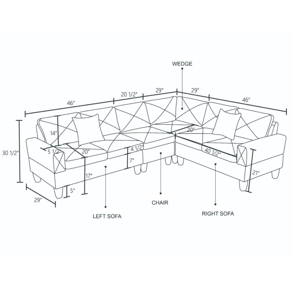 L Shaped Sofa Couch U Shaped Sectional Corner Sofa 6-Seater Furniture Modular Couches for Living room, Dendrobium Green - Image 5