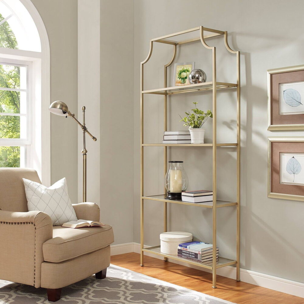 Crosley Furniture Aimee Bookshelf with Glass Shelves, Bookcase Storage - Image 7