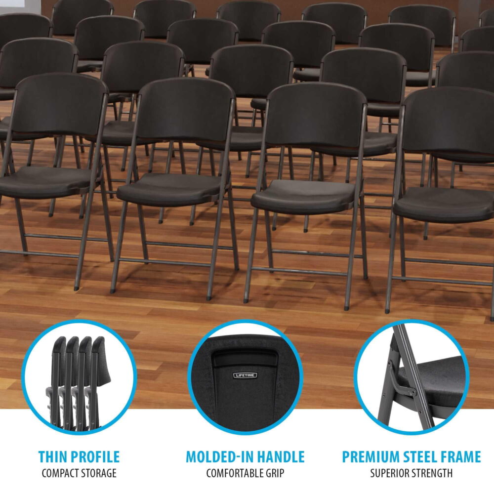 Lifetime Folding Chair, Indoor/Outdoor Commercial, Adult, Black, 4 Pack (80187) - Image 4