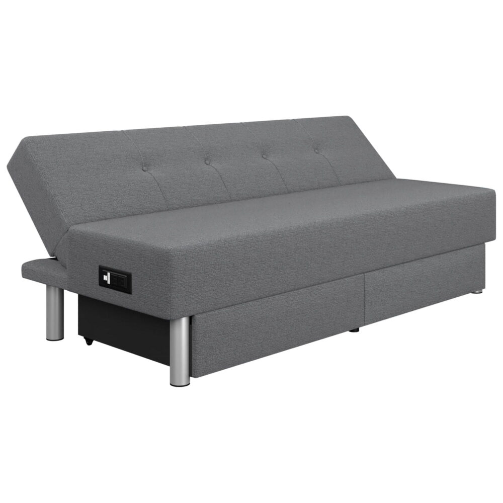 Serta Windsor Futon with Storage and Power, Gray Fabric - Image 2
