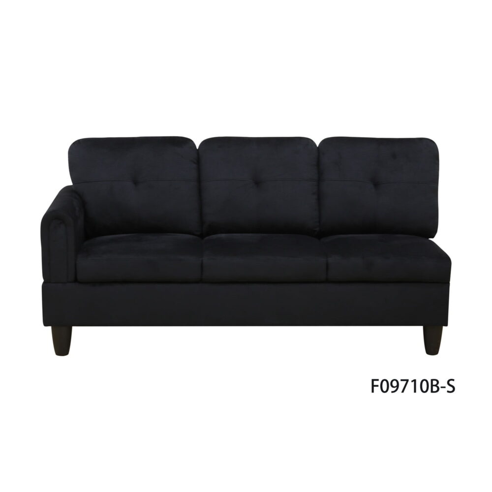 Hommoo Flannel Sectional Sofa Model Set, L-Shaped Living Room Furniture Set, Modern 4-Seat Couches and Sofaes, Black(No Ottomans) - Image 3