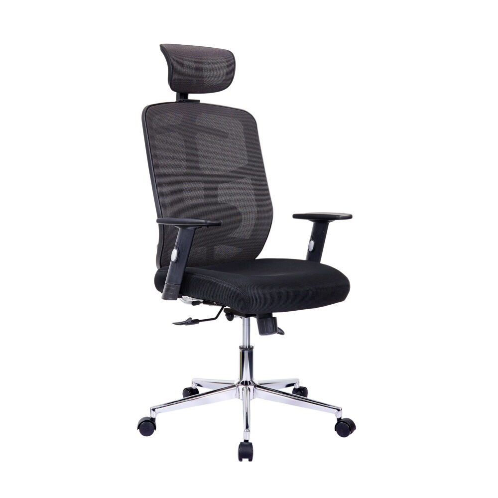 Techni Mobili High-Back Executive Fabric Mesh Office Chair with Arms in Black RTA-1010-BK - Image 2