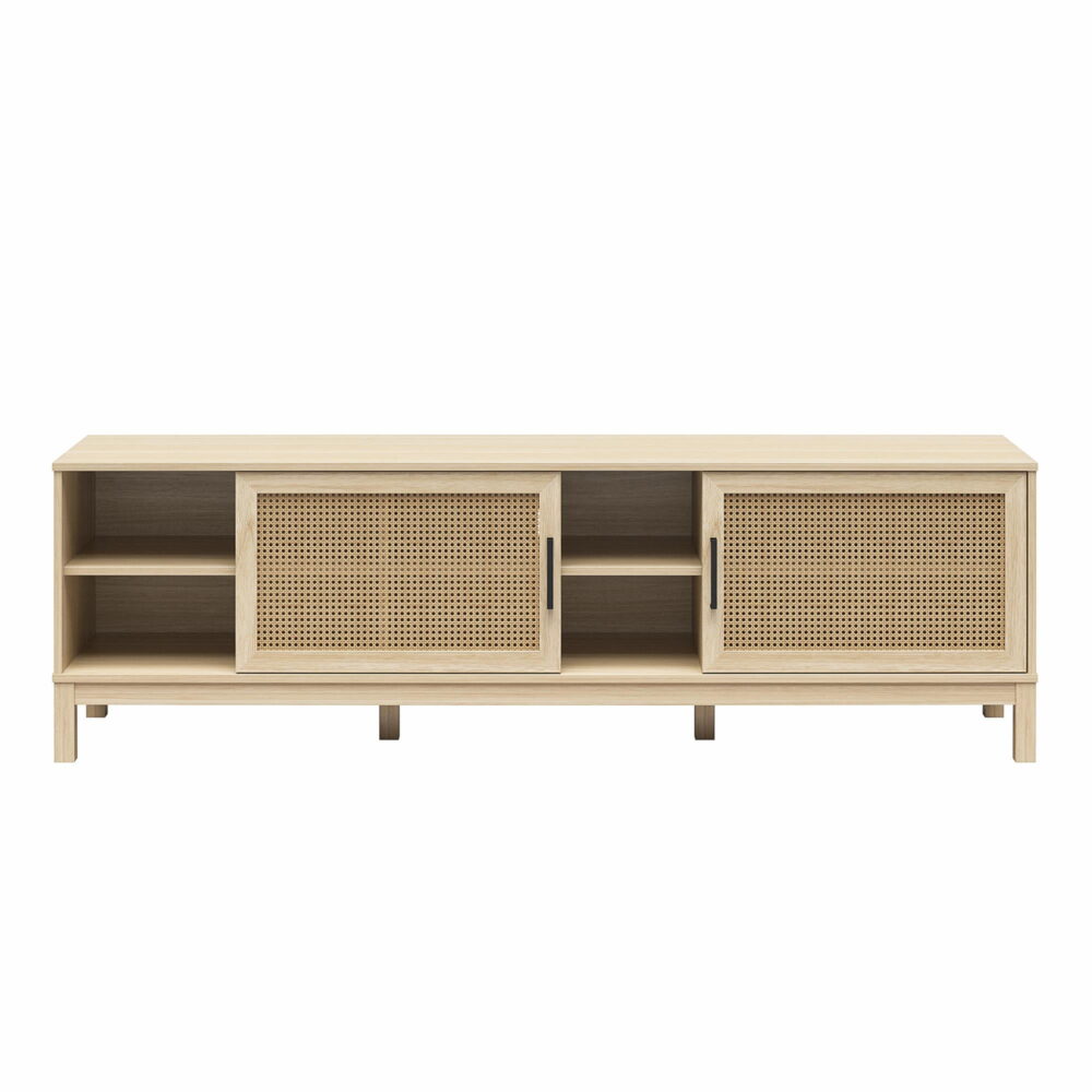 Mainstays Cane TV Stand for TVs up to 85", Spring Pine - Image 2
