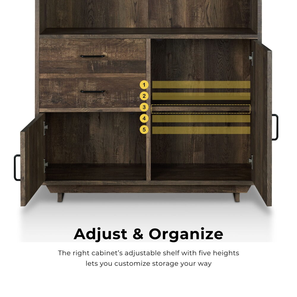 Furniture of America Cadena Multi-Storage Bookcase, Reclaimed Oak - Image 4