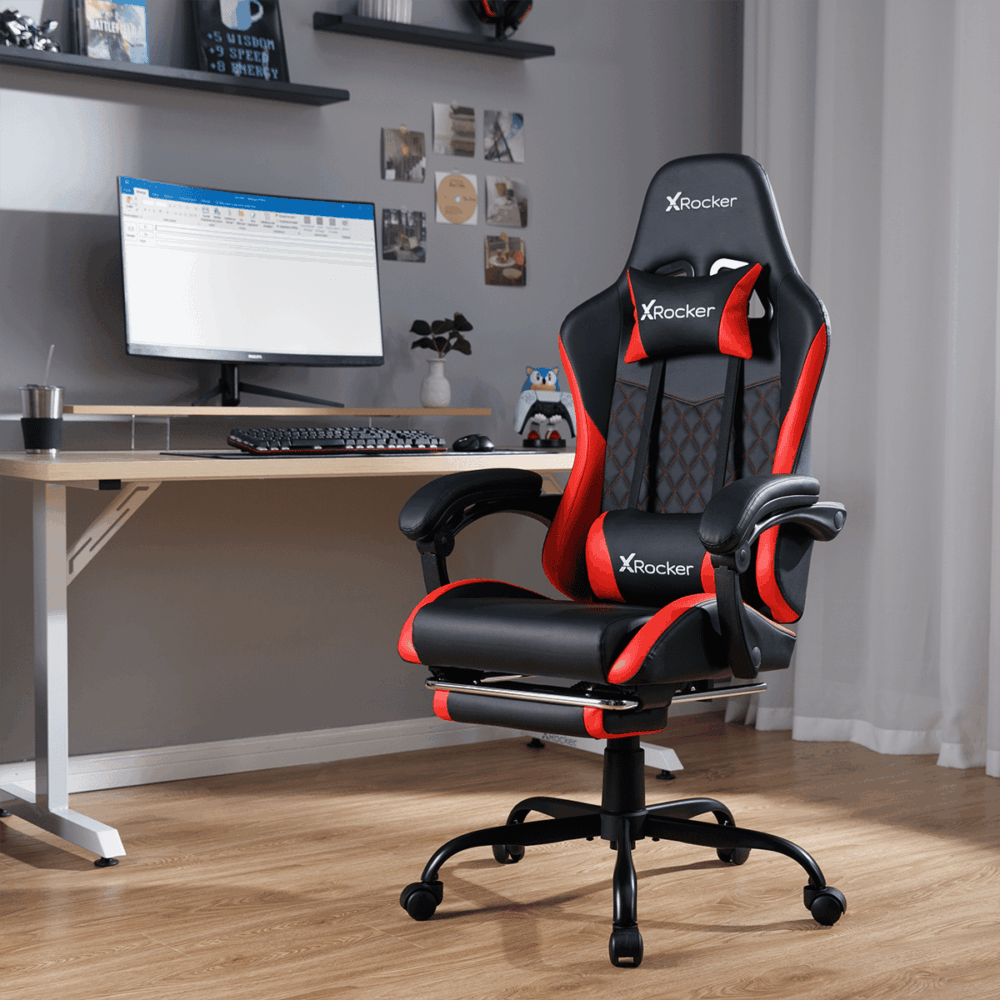 X Rocker Apex PC Gaming Chair with Massage Function and Footrest, Red - Image 4
