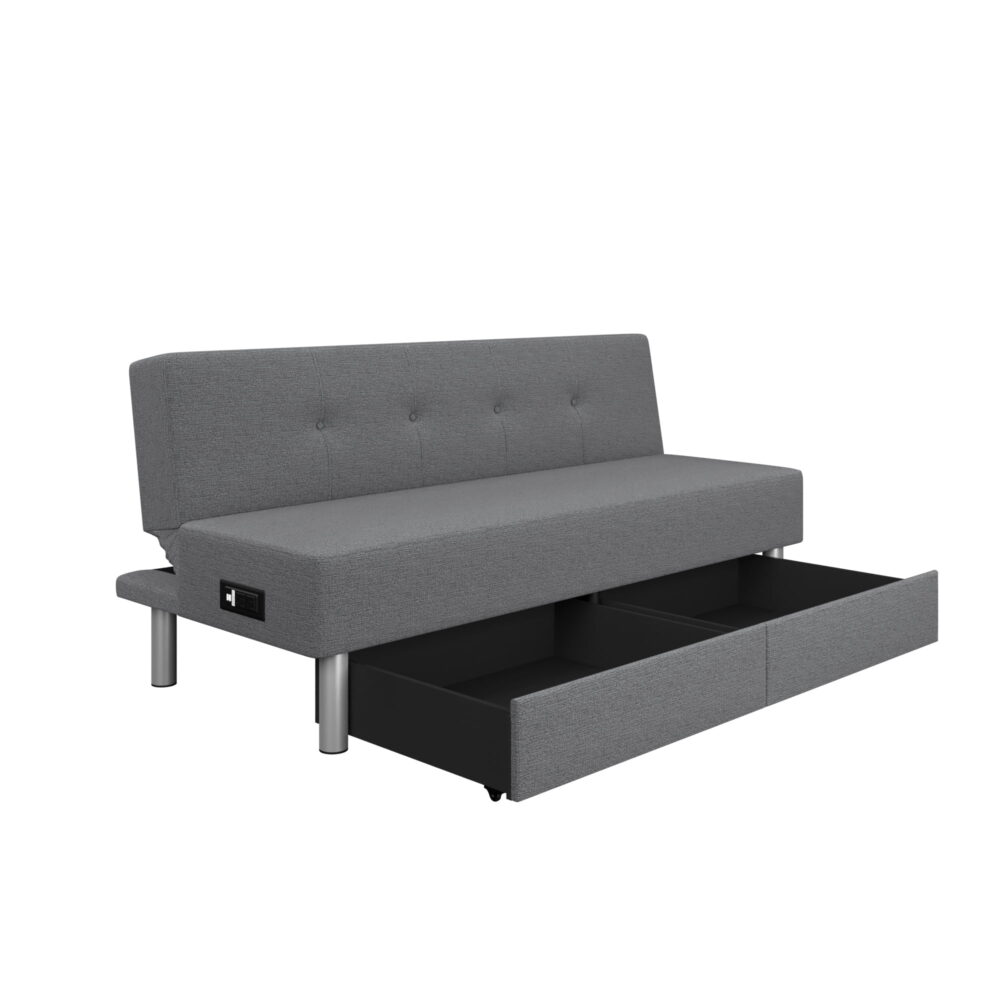 Serta Windsor Futon with Storage and Power, Gray Fabric - Image 5