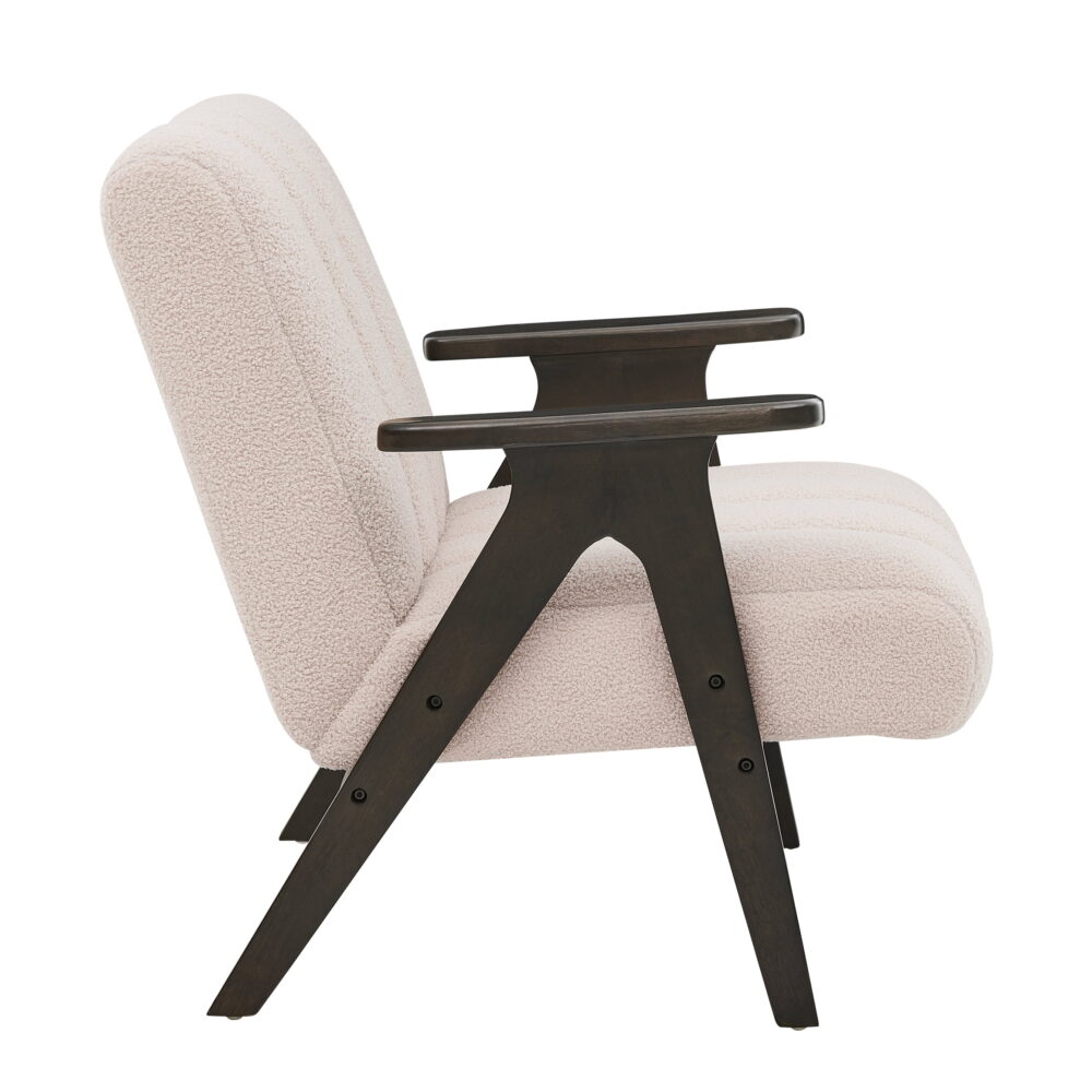 Roundhill Furniture Rella Modern Teddy Sherpa Accent Chair with Espresso Wood Frame, Beige - Image 5