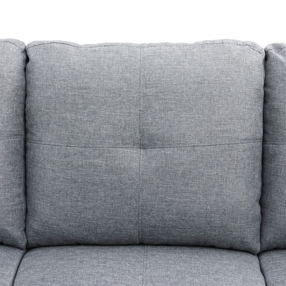 Hommoo Linen Living Room Furniture Sets, 4-Seat Couches and Sofa Set, L Shaped Couch Set Sectional Sofa Set for Home, Apartment, Dorm, Grey(No Ottoman) - Image 2