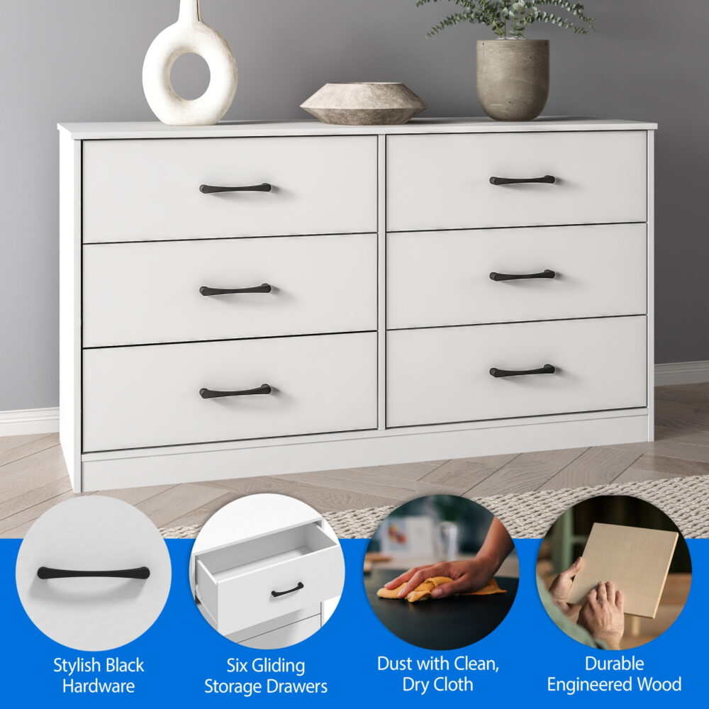 Mainstays Ardent 6 Drawer Dresser, White - Image 5