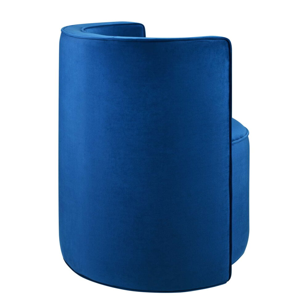Modway Della Performance Velvet Fabric and Iron Swivel Chair in Navy - Image 6